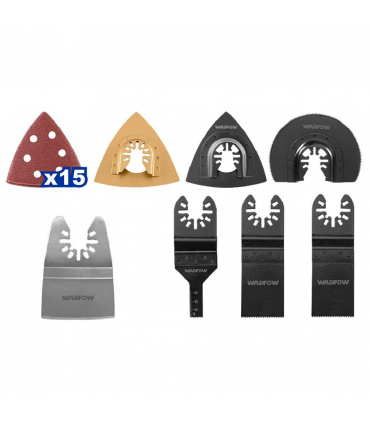 Wadfow WMA9417 22-Piece Multi-Tool Blade Set Sanding Cutting Sawing Kit