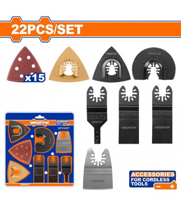 Wadfow WMA9417 22-Piece Multi-Tool Blade Set Sanding Cutting Sawing Kit