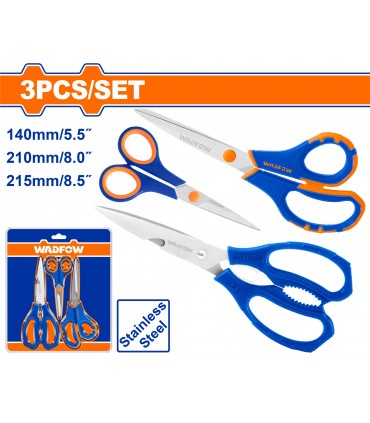 Wadfow WSX4603 3-Piece Stainless Steel Scissors Set - 140mm/210mm/215mm
