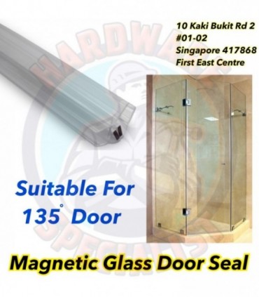 Hardware Specialist Bathroom Magnetic Glass Door Seal - 135 Degree