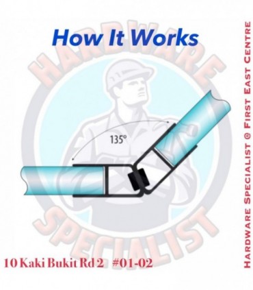 Hardware Specialist Bathroom Magnetic Glass Door Seal - 135 Degree