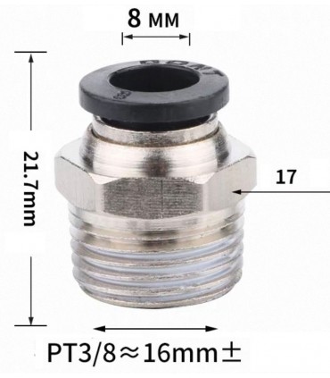 Male Threaded 8mm Push in Joint Pneumatic Connector Quick Fittings
