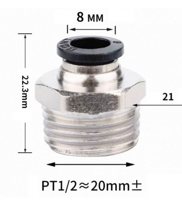 Male Threaded 8mm Push in Joint Pneumatic Connector Quick Fittings
