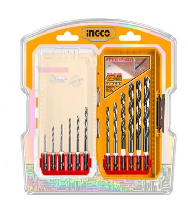 Ingco AKDL11206 HSS 12 Pieces Hex Shank Drill Bit Set