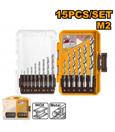 Ingco AKDL51508 M2 HSS 15 Pieces Drill Bit Set