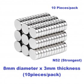 N52 Neodymium Disc Magnets Strong Rare Earth Magnet Pack - 8mm & 5mm
