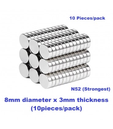 N52 Neodymium Disc Magnets Strong Rare Earth Magnet Pack - 8mm & 5mm