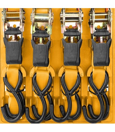 Ingco HRSP065607 25X6mm 0.65T Ratchet Strap Set With Hook - 4 Pieces