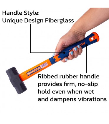 Wadfow WHM4302 Drop-forged Carbon Steel Fiberglass Handle Sledge Hammer