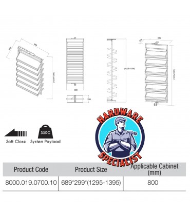Ecoware Caldo 019 Rotary Shoe Rack 8 Layer With Soft Close
