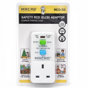 Macro RCD-33 10mA Shock Proof Safety RCD (ELCB) Adaptor Power Protection Socket