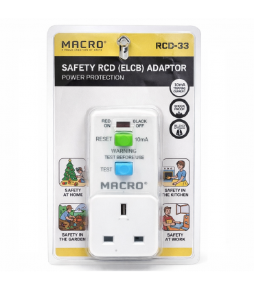 Macro RCD-33 10mA Shock Proof Safety RCD (ELCB) Adaptor Power Protection Socket