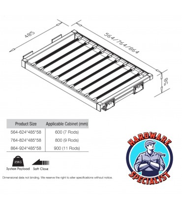 Ecoware Caldo 002 Pants Rack with Soft Close Side