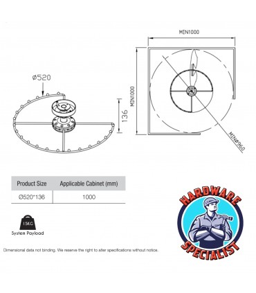 Ecoware Caldo 014 Top Mounted Rotary Hanger Corner - Mocca