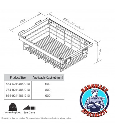 Ecoware Caldo 001 Wire Closet Basket with Soft Close Side