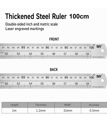 Stainless Steel Measuring Ruler - 30cm / 100cm Precision Scale