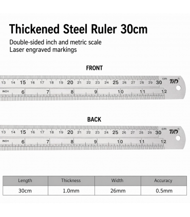 Stainless Steel Measuring Ruler - 30cm / 100cm Precision Scale