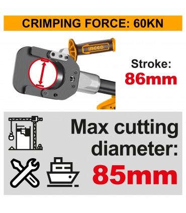 Ingco CRCLI2005 2x20V Lithium-ion 5.0Ah 85mm Cordless Hydraulic Cable Cutter Kit