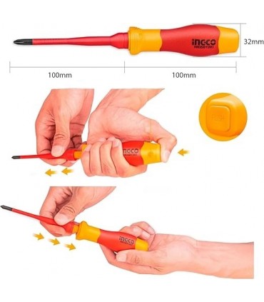 Ingco HKISD1201 1000V Interchangeable Insulated Screwdriver Set - 12 Pieces