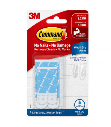 3M Command Bath Bain Water Resistant Refill Strips - 6 Piece