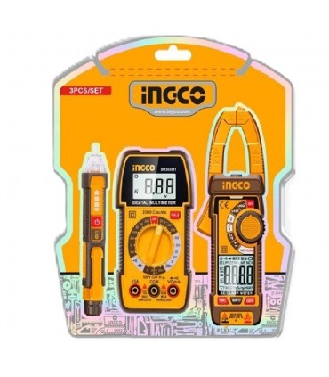 Ingco DM3068 Digital Multimeter AC Clamp Meter Detector Test Kit - 3 Pieces
