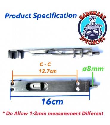 Hardware Specialist NY138-W Stainless Steel Window Flush Bolt Lock