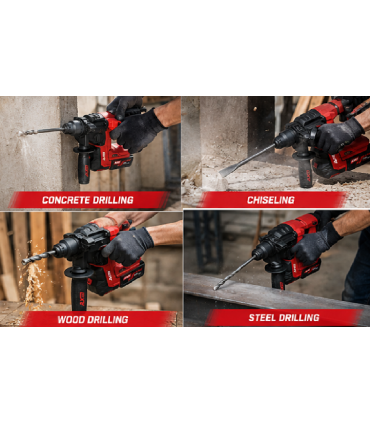 AXM SDC2124D 20V 5.0 Ah Brushless Cordless SDS Plus Rotary Hammer Drill