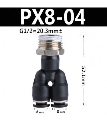 Male Threaded 8mm Push in Joint Pneumatic Twin Connector Quick Fittings