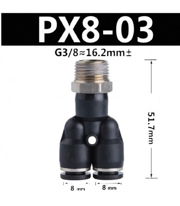 Male Threaded 8mm Push in Joint Pneumatic Twin Connector Quick Fittings