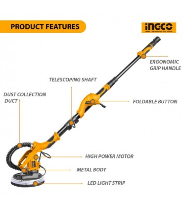 Ingco DWS10501 1050W Electric Drywall Sander with Sanding Disc