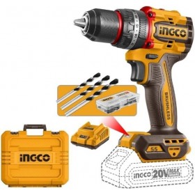 Ingco CIDLI20558 2x20V Lithium-Ion 2.0 Ah 55Nm Brushless Impact Drill Set