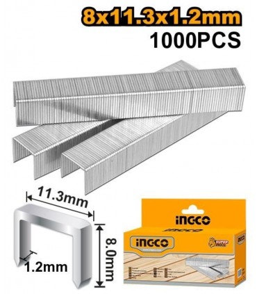 Ingco STS0208 Staples 1000 Pieces - 08mm x 1.2mm