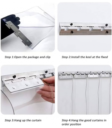 PVC Curtain Strip T2mm X 200mm Transparent Bluish Strip - 50M