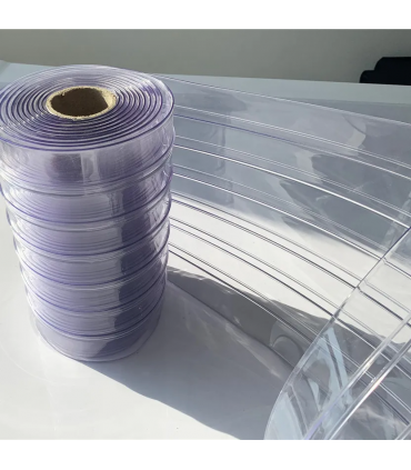 PVC Curtain Strip T2mm X 200mm Transparent Bluish Strip - 50M
