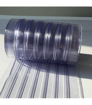 PVC Curtain Strip T2mm X 200mm Transparent Bluish Strip - 50M