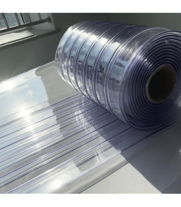 PVC Curtain Strip T2mm X 200mm Transparent Bluish Strip - 50M