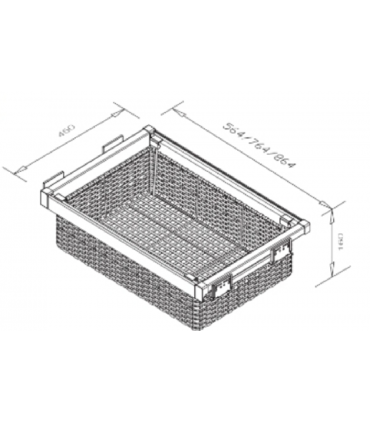 ecoWare Caldo 403 Rattan Closet Basket with Soft Close Slide - Dark Grey
