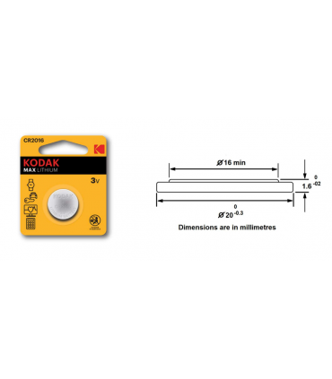 Kodak CR2016 3V Lithium Button Cell Battery