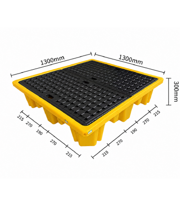4 Drum Spill Pallet - 4 Way Forklift Entry