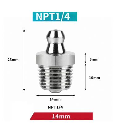 SS304 NPT 1/4 Straight Nipple Grease