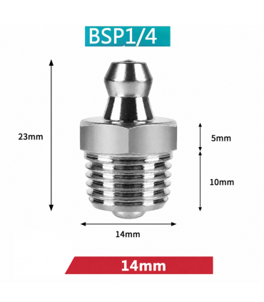 SS304 BSP 1/4 Straight Nipple Grease