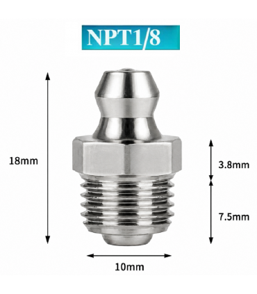 SS304 NTP 1/8 Straight Nipple Grease