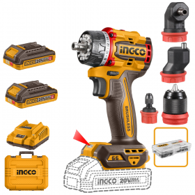 Ingco CDLI206686 2 x 20V Lithium-Ion 66Nm Multi Head Drill Driver Set