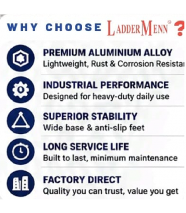 LadderMenn Super Extra Heavy Duty Anti-slip 2-24 Steps Aluminium Ladder - 150kg