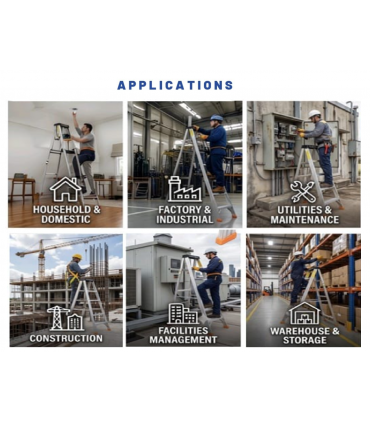 LadderMenn Super Extra Heavy Duty Anti-slip 2-24 Steps Aluminium Ladder - 150kg