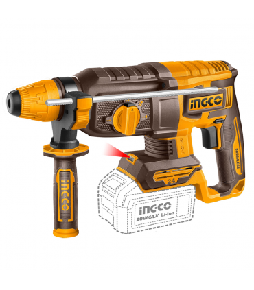 Ingco CRHLI202482 2x20V Lithium-Ion 4.0Ah Brushless 24mm Cordless Rotary Hammer Drill Set