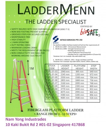 Laddermenn FGPL-01 Fiberglass High Stability Platform Ladder