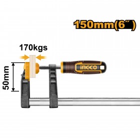 Ingco HFC020501 50 x 150mm Strong Grip Plastic Handle F Clamp