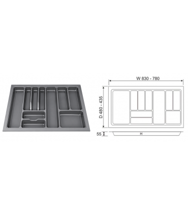 ecoWare Kitchen ABS Cutlery Tray - Dark Grey