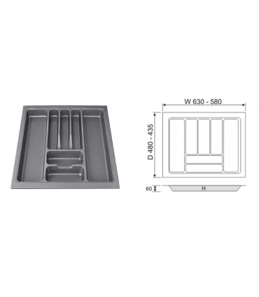 ecoWare Kitchen ABS Cutlery Tray - Dark Grey